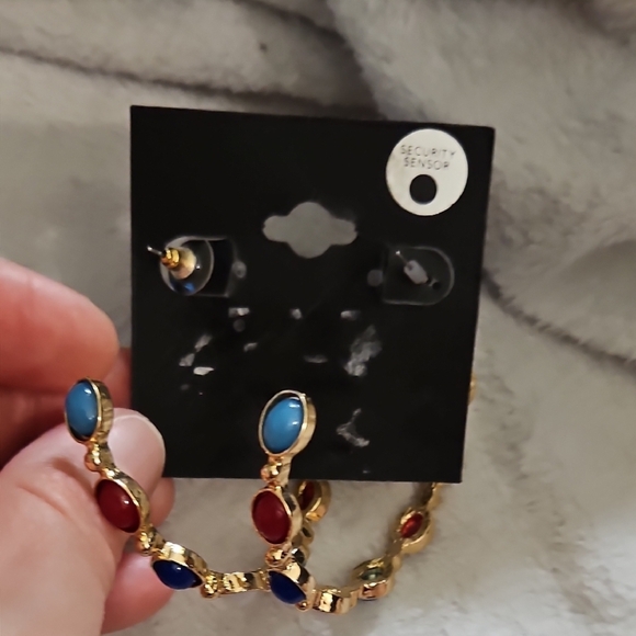 Multicolor Hoop Earrings - Picture 6 of 6